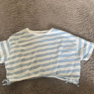 Zara, blue and white striped shirt